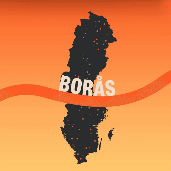 En karta över sverige med texten Borås på.