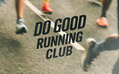 Människor som springer med texten Do Good Running Club på bilden.