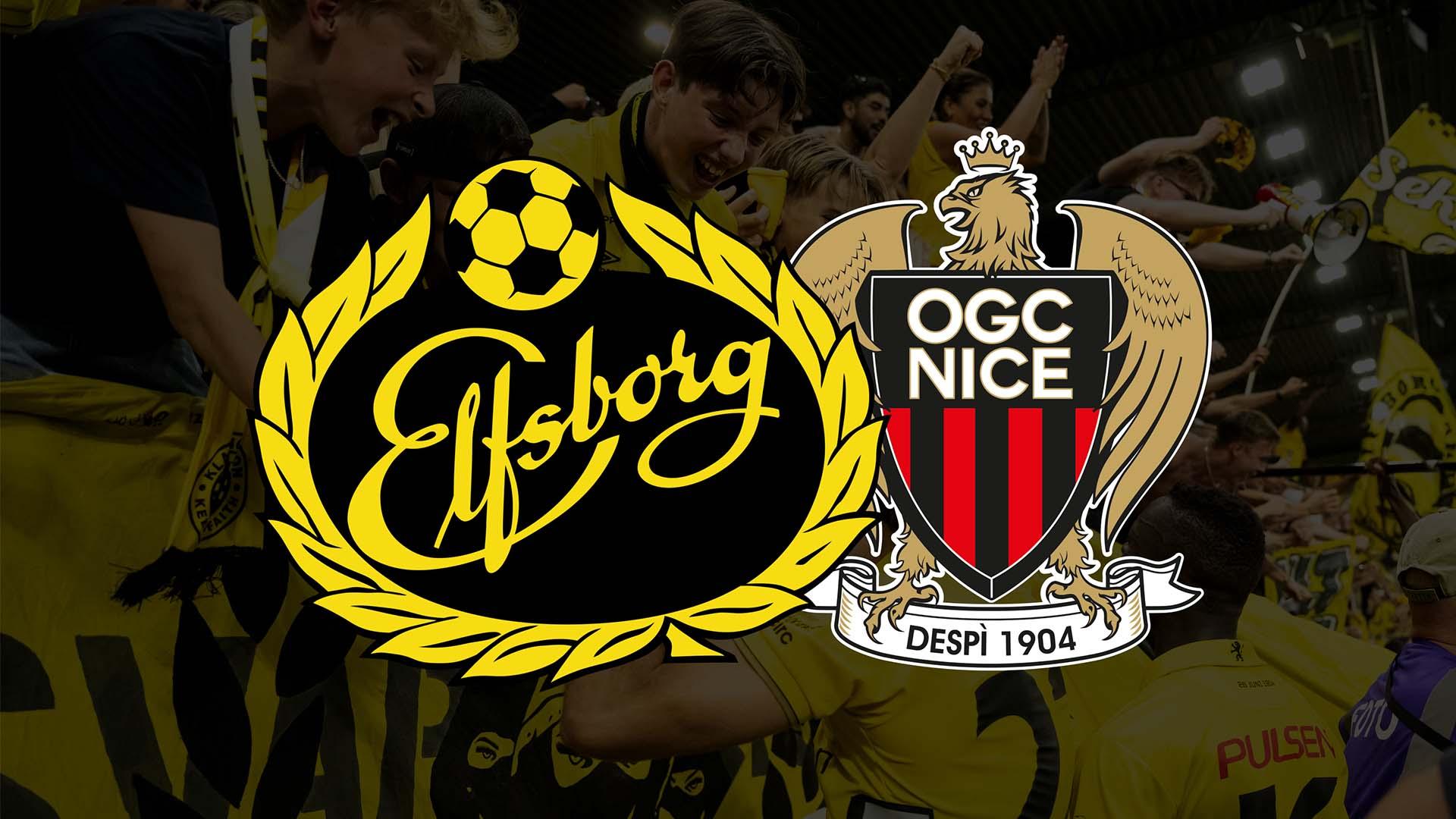 En svart bakgrund och två logotyper - Elfsborg och OG Nice.