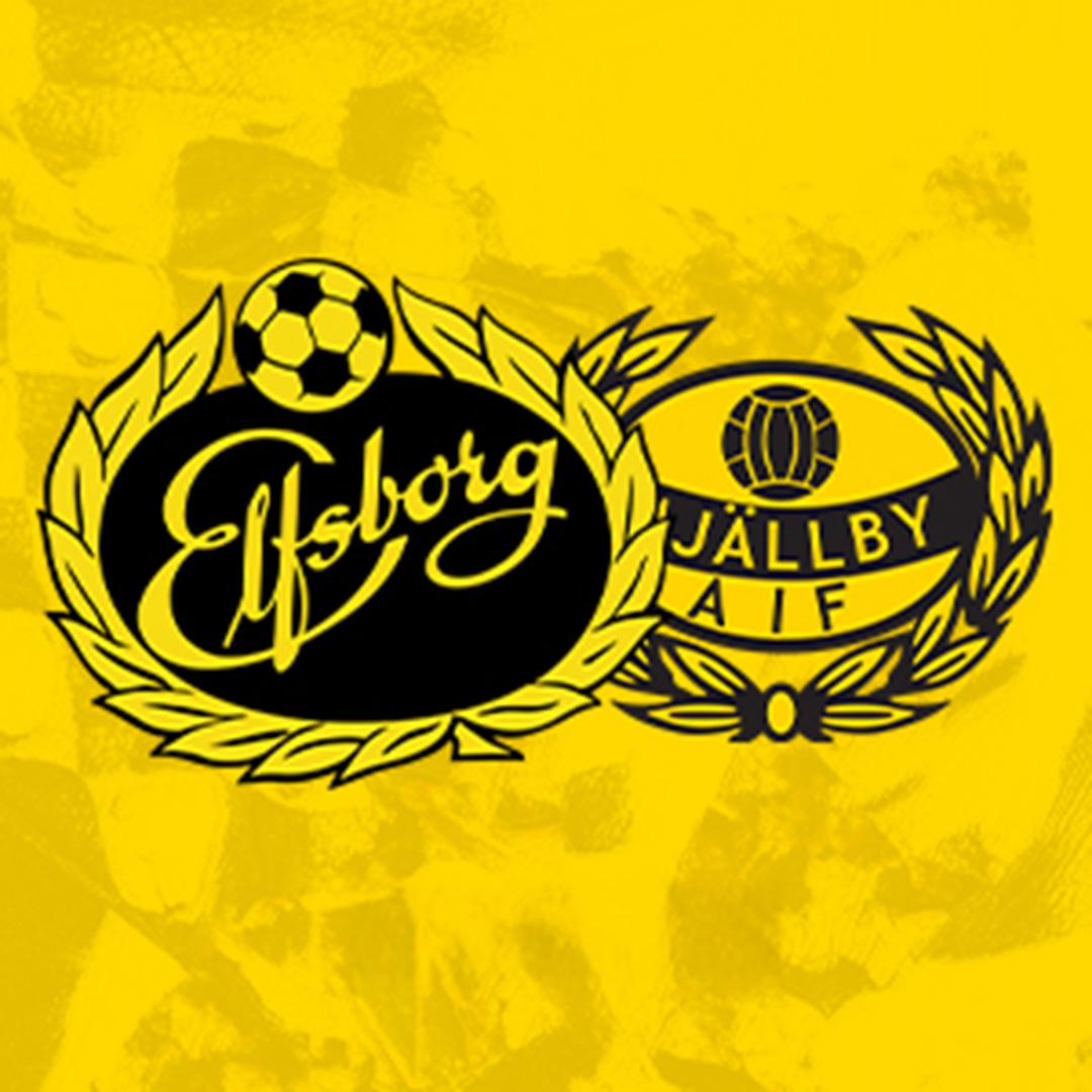 IF Elfsborg och Mjällby AIF logotyper på gul bakgrund