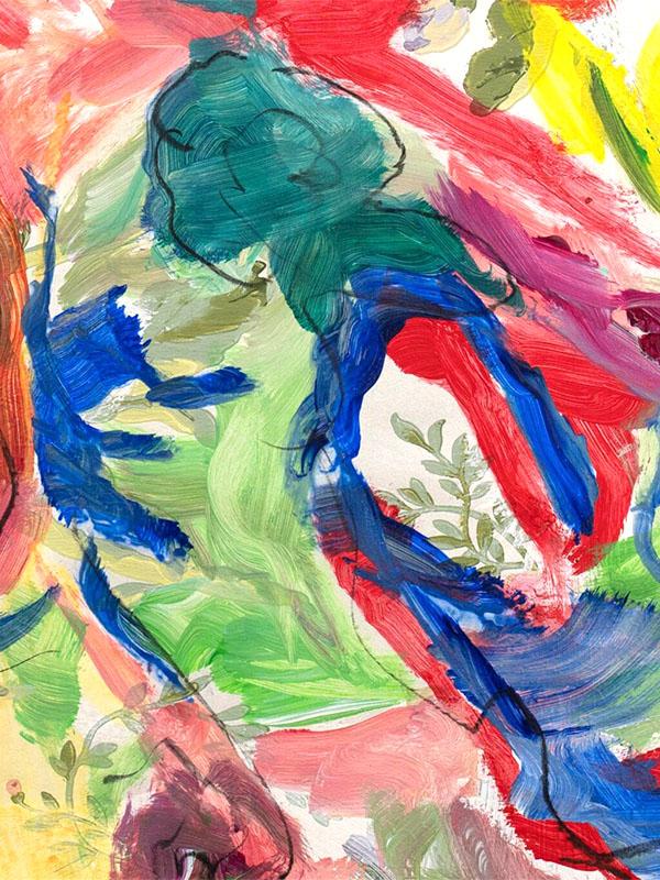 Abstrakt målning med ett färgglatt mönster