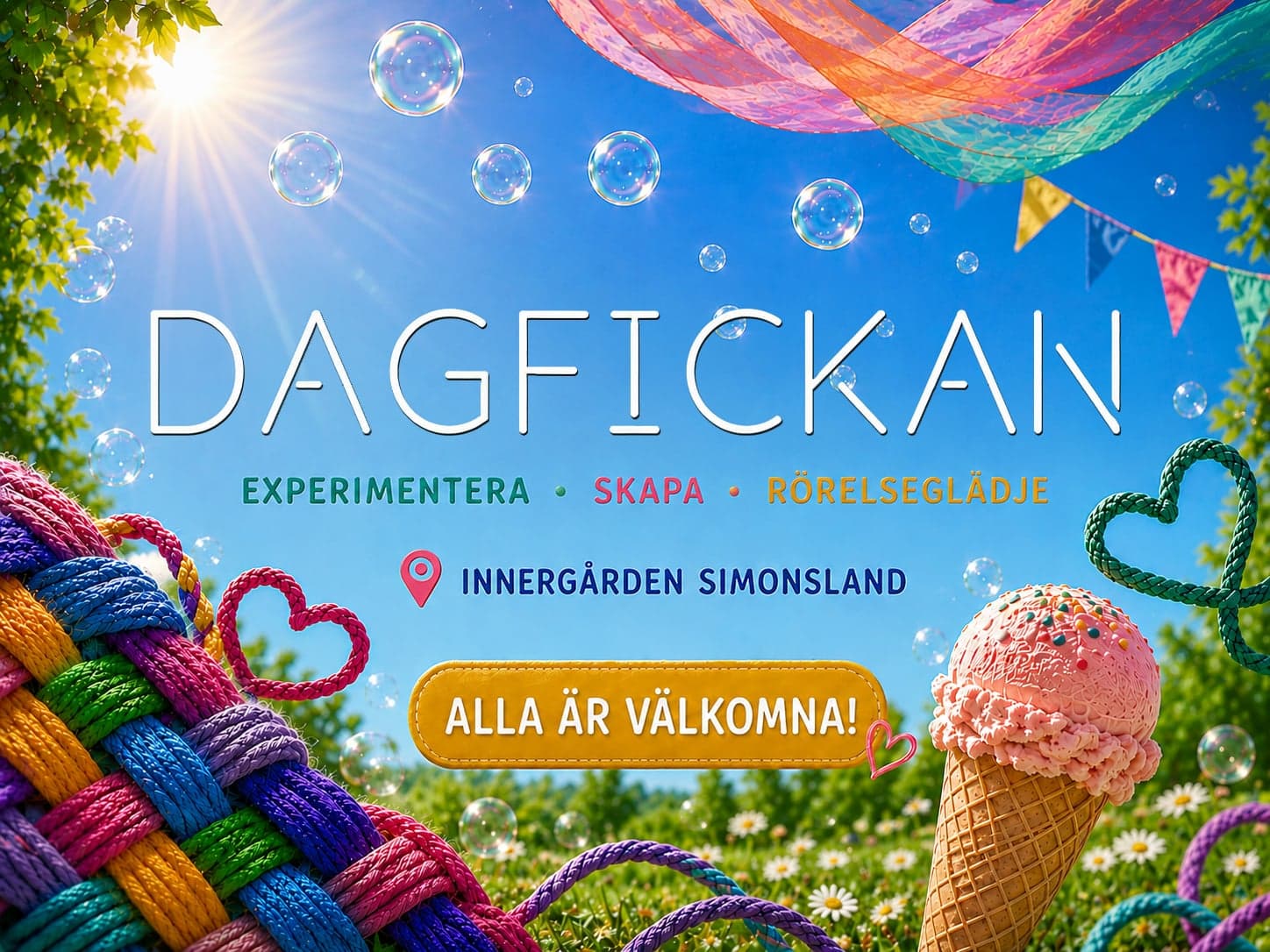 solen skiner, en glass syns och såpbubblor